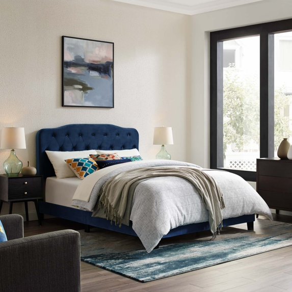 Modway Amelia King Performance Velvet Bed in Navy