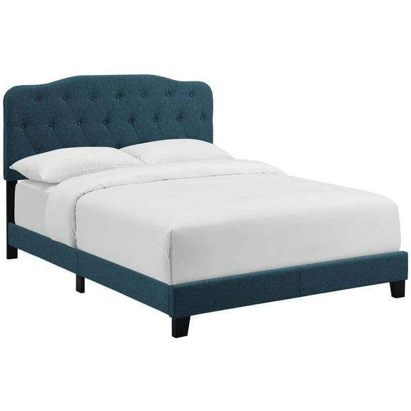 Modway Amelia Queen Upholstered Polyester Fabric Bed in Azure Blue Finish