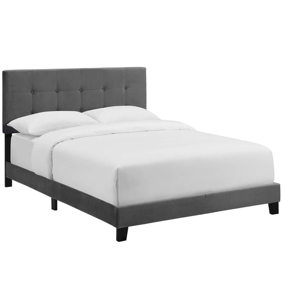 Modway Amira Twin Performance Velvet Bed in Gray