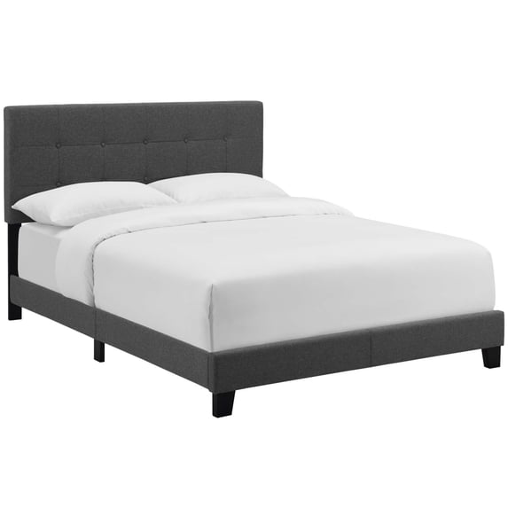Modway Amira Twin Upholstered Fabric Bed in Gray