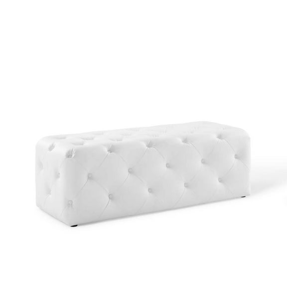 Modway Amour 48" Tufted Button Entryway Faux Leather Bench in White