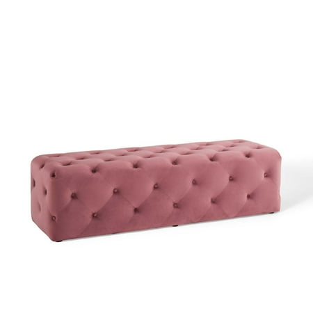 Modway Amour 60" Tufted Button Entryway Performance Velvet Bench in Dusty Rose