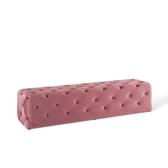 Anthem 72" Tufted Button Entryway Performance Velvet Bench,Dusty Rose