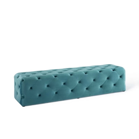 Modway Amour 72" Tufted Button Entryway Performance Velvet Bench in Sea Blue