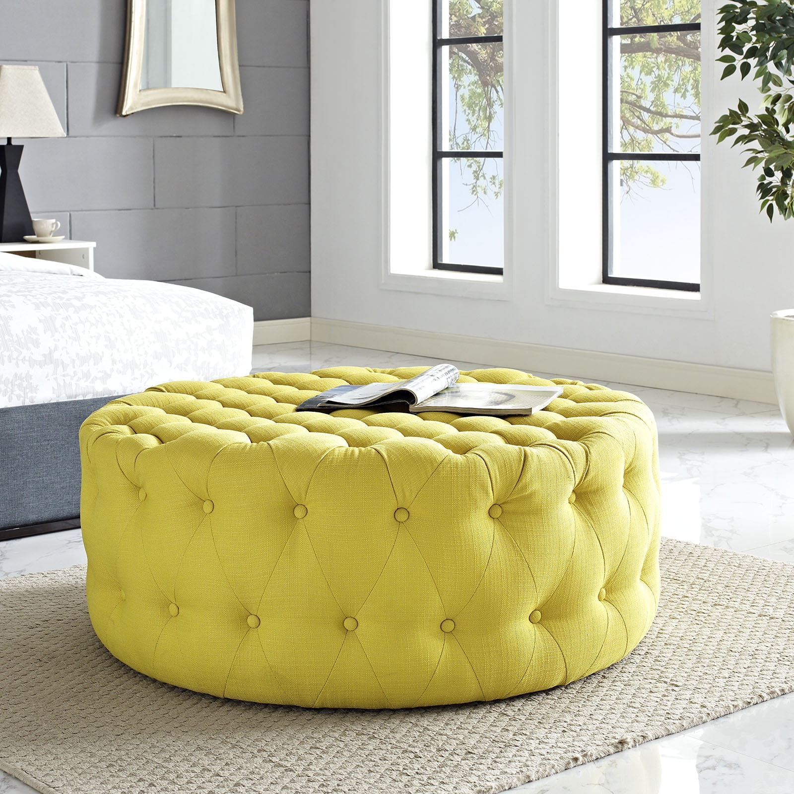 Modway Amour Round Upholstered Ottoman, Multiple Colors - Walmart.com