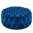 thumbnail image 1 of Amour Tufted Button Large Round Performance Velvet Ottoman-EEI-5469, 1 of 7