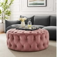 thumbnail image 1 of Modway Amour Tufted Button Large Round Performance Velvet Ottoman in Dusty Rose, 1 of 6