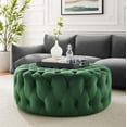 thumbnail image 1 of Modway Amour Tufted Button Large Round Performance Velvet Ottoman in Emerald, 1 of 6