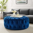 thumbnail image 1 of Modway Amour Tufted Button Large Round Performance Velvet Ottoman in Navy, 1 of 6