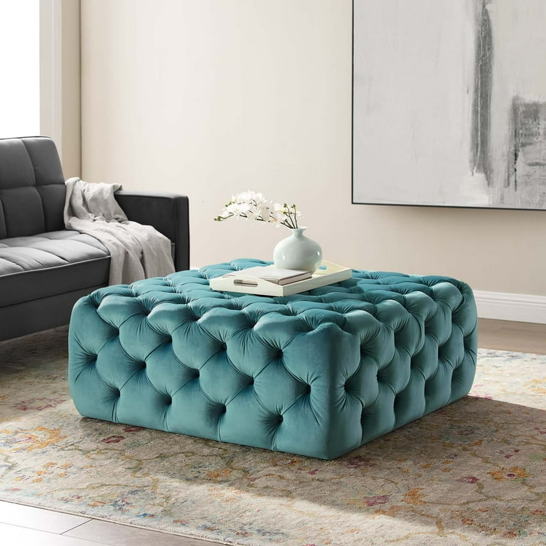 Modway Amour Tufted Button Large Square Performance Velvet Ottoman 