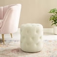 thumbnail image 1 of Modway Amour Tufted Button Round Performance Velvet Ottoman in Ivory, 1 of 6