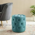 thumbnail image 1 of Modway Amour Tufted Button Round Performance Velvet Ottoman in Sea Blue, 1 of 6