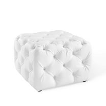 Modway Amour Tufted Button Square Faux Leather Ottoman in White