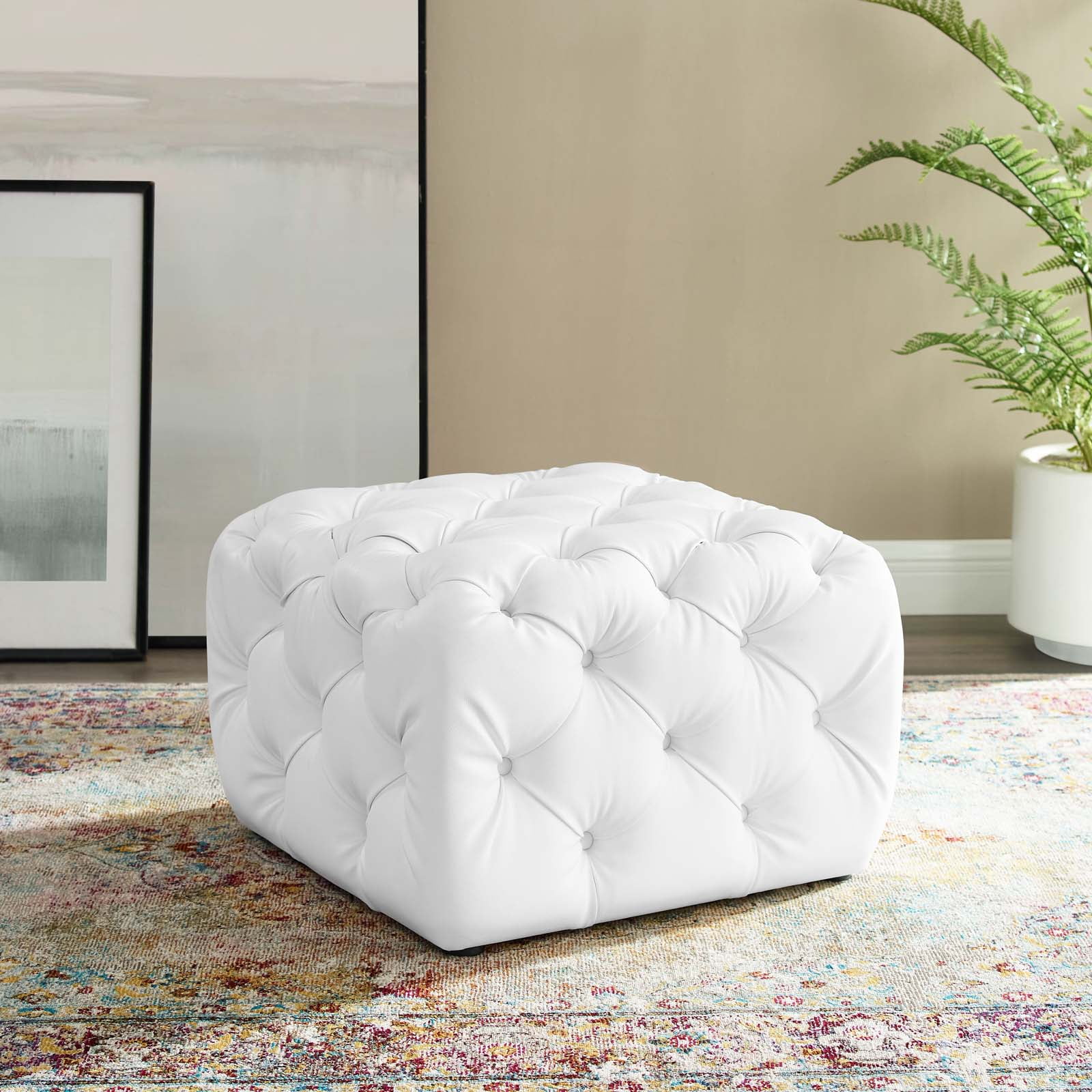 White tufted ottoman deals
