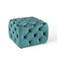 thumbnail image 1 of Modway Amour Tufted Button Square Performance Velvet Ottoman in Sea Blue, 1 of 8