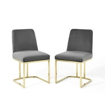 Modway Amplify 18" Modern Velvet Dining Chair in Gray/Gold (Set of 2)