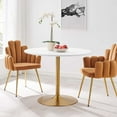 thumbnail image 1 of Modway Amuse 40" Round Mid-Century Modern Pedestal Dining Table in Gold White, 1 of 7