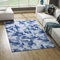 Modway Andela Interlocking Block Mosaic 5x8 Area Rug in Multicolored Light and Dark Blue