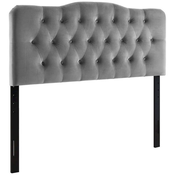 Modway Annabel King Diamond Tufted Performance Velvet Headboard in Gray