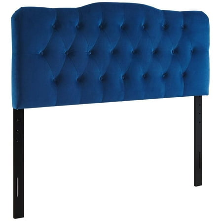 Modway Annabel Queen Diamond Tufted Performance Velvet Headboard in Navy