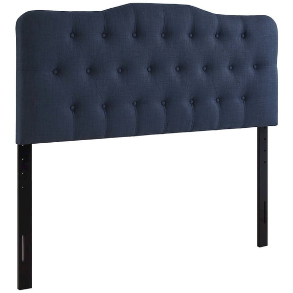 Modway Annabel Queen Upholstered Polyester Fabric Headboard in Navy