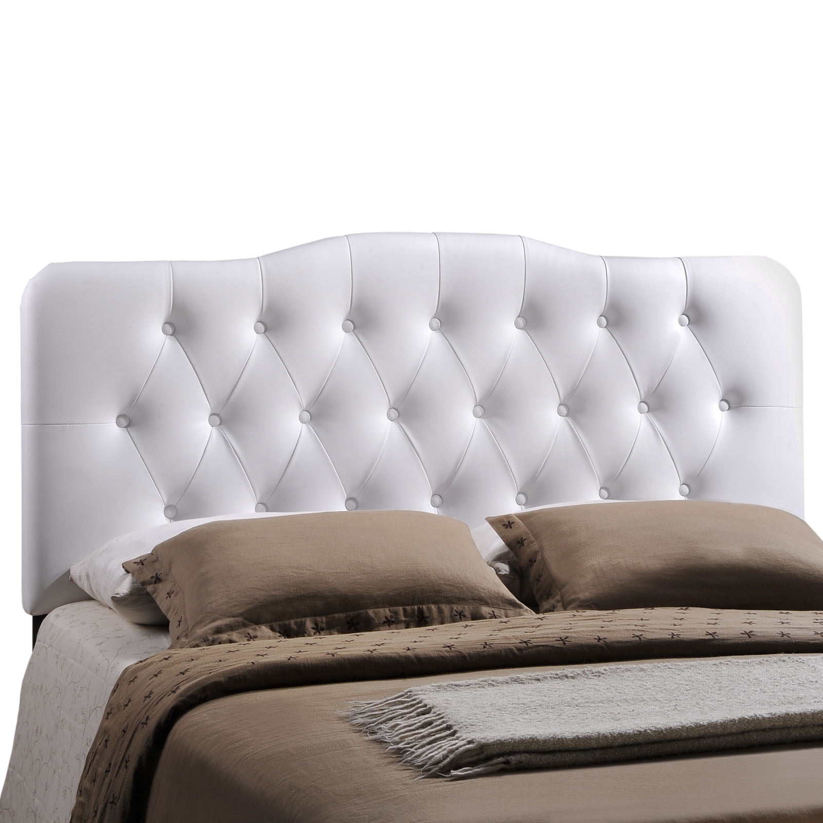 Annabel White Faux Leather Queen Tufted Headboard