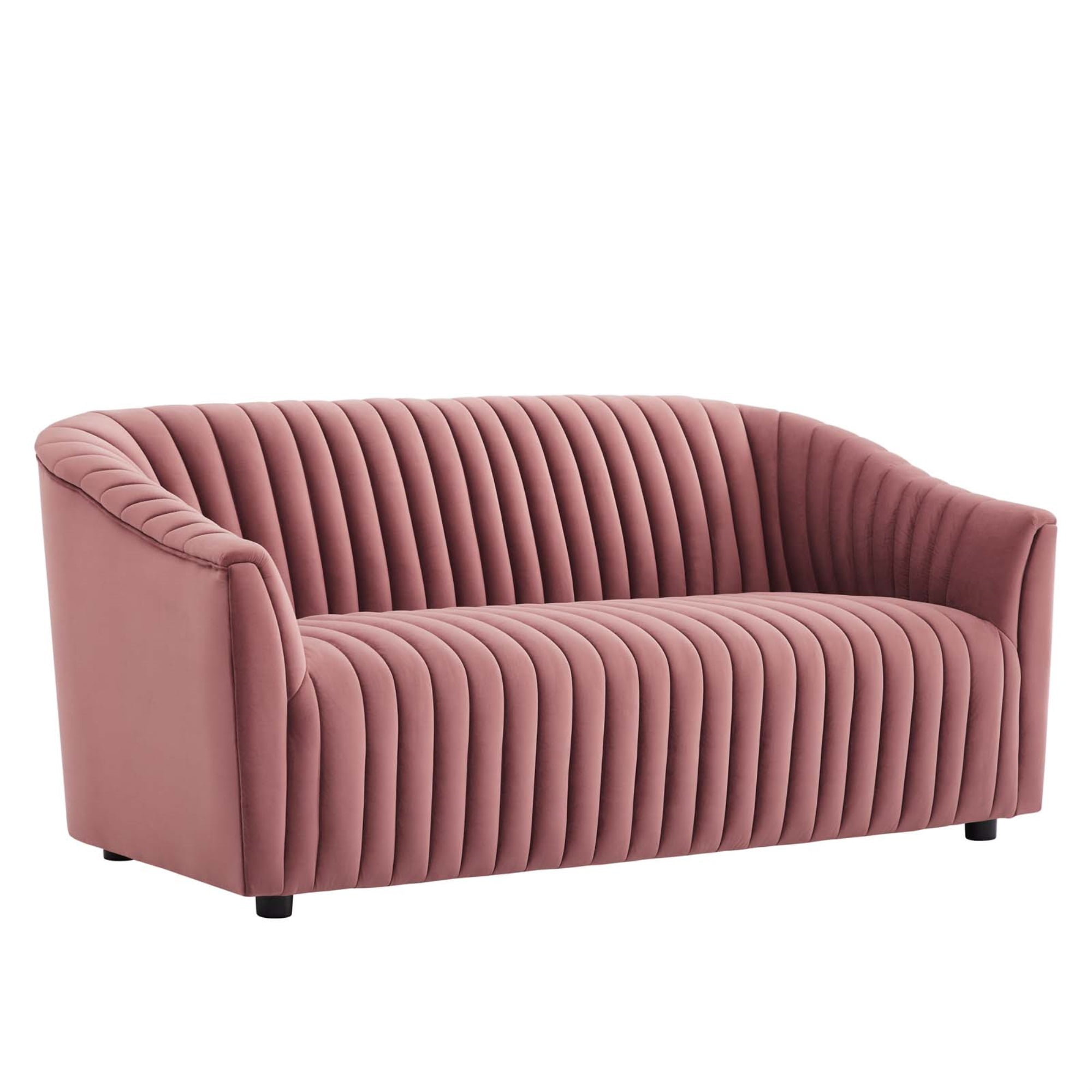Dusty Rose Velvet Tufted Loveseat with Dense Foam Padding