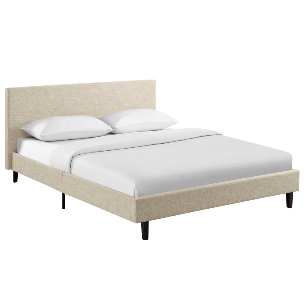 Modway Anya Full Modern Style Polyester Fabric Bed in Beige Finish - image 1 of 3