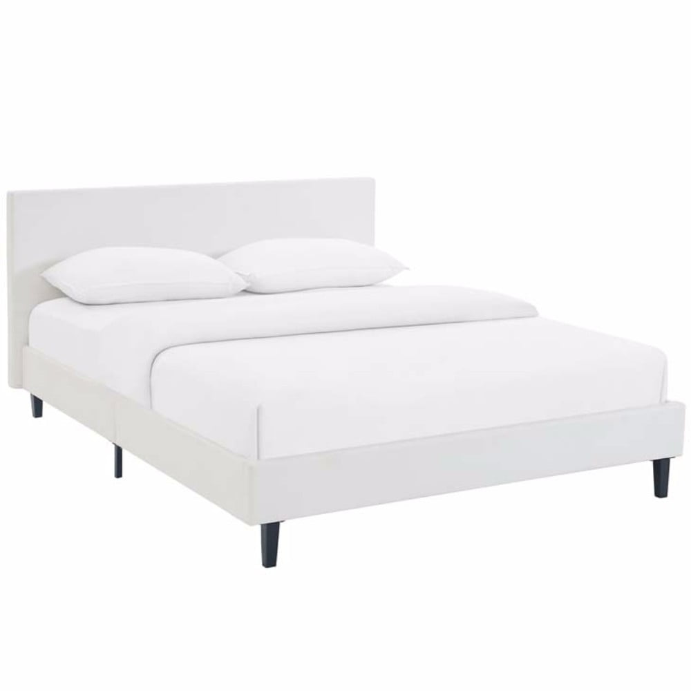 Anya Full Double White Faux Leather Upholstered Bed Frame