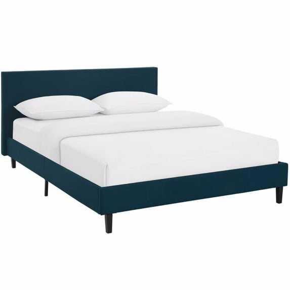 Modway Anya Queen Modern Style Polyester Fabric Bed in Azure Blue Finish