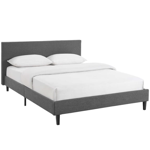 Modway Anya Queen Modern Style Polyester Fabric Bed in Gray Finish