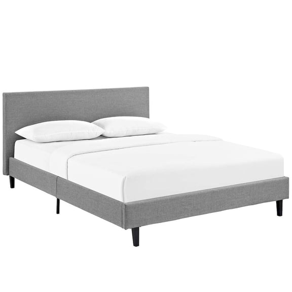 Modway Anya Queen Modern Style Polyester Fabric Bed in Light Gray Finish