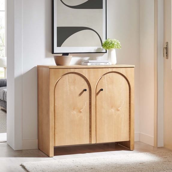 Modway Appia 2-Door Arched Door Storage Cabinet in Oak