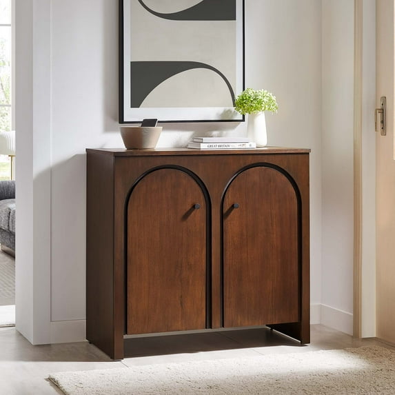 Modway Appia 2-Door Arched Door Storage Cabinet in Walnut