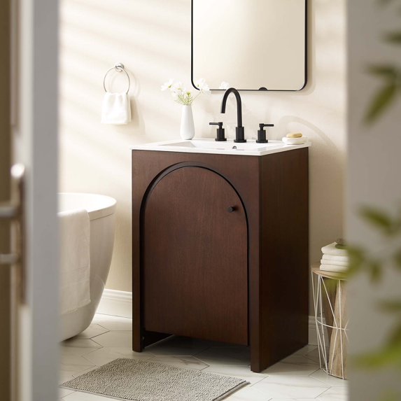 Modway Appia 24" Bathroom Vanity Cabinet (Sink Basin Not Included) in Walnut