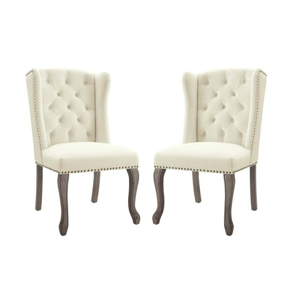 Modway Apprise Side Chair Performance Velvet Set of 2 in Ivory