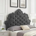 thumbnail image 1 of Modway Arabella Button-Tufted Performance Velvet Twin Headboard in Charcoal, 1 of 9