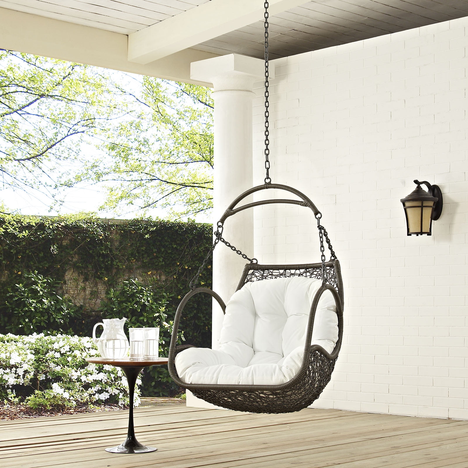 Modway Arbor Outdoor Patio Swing Chair Without Stand in White Walmart Business Supplies