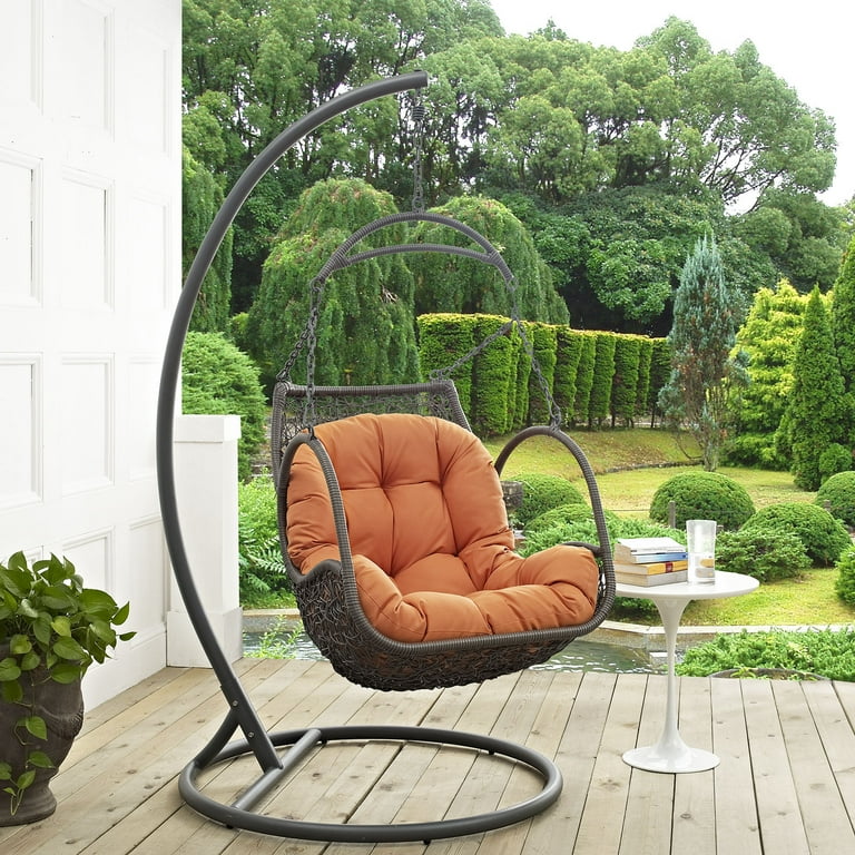 Modway Arbor Stand Alone Porch Swing Chair with Weather Resistant Cushion in Orange Walmart