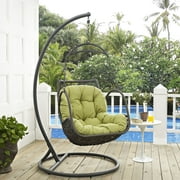 Modway Arbor Outdoor Patio Wood Swing Chair in Peridot