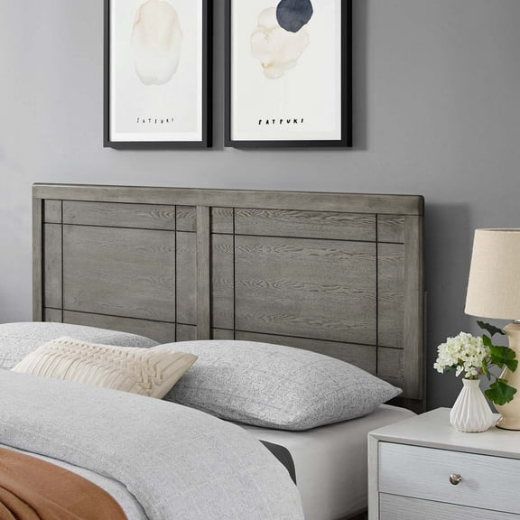 Modway Archie Full Wood Headboard in Gray