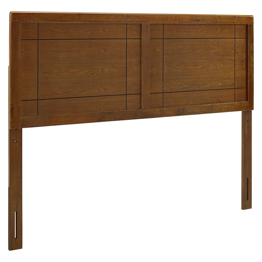 Archie Walnut Full Rubberwood Mid-Century Modern Headboard