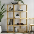 thumbnail image 1 of Arcus 4-Tier Oval Wood Bookshelf in Oak, 1 of 8