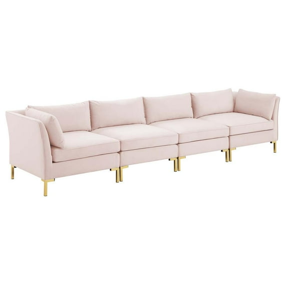 Modway Ardent 4-Seater Performance Velvet Sofa in Pink