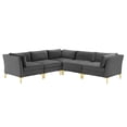 thumbnail image 1 of Modway Ardent 5-Piece Performance Velvet Sectional Sofa in Gray, 1 of 10