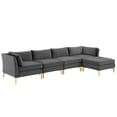 thumbnail image 1 of Modway Ardent 5-Piece Performance Velvet Sectional Sofa in Gray, 1 of 11