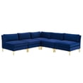 thumbnail image 1 of Modway Ardent 5-Piece Performance Velvet Sectional Sofa in Navy, 1 of 10