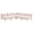 thumbnail image 1 of Modway Ardent 5-Piece Performance Velvet Sectional Sofa in Pink, 1 of 10