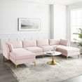 thumbnail image 1 of Modway Ardent 6-Piece Performance Velvet Sectional Sofa in Pink, 1 of 11