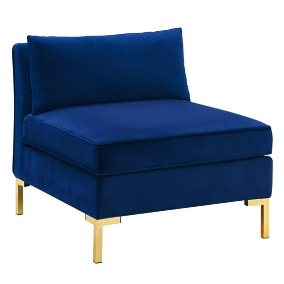 Ardent Performance Velvet Armless Chair Navy